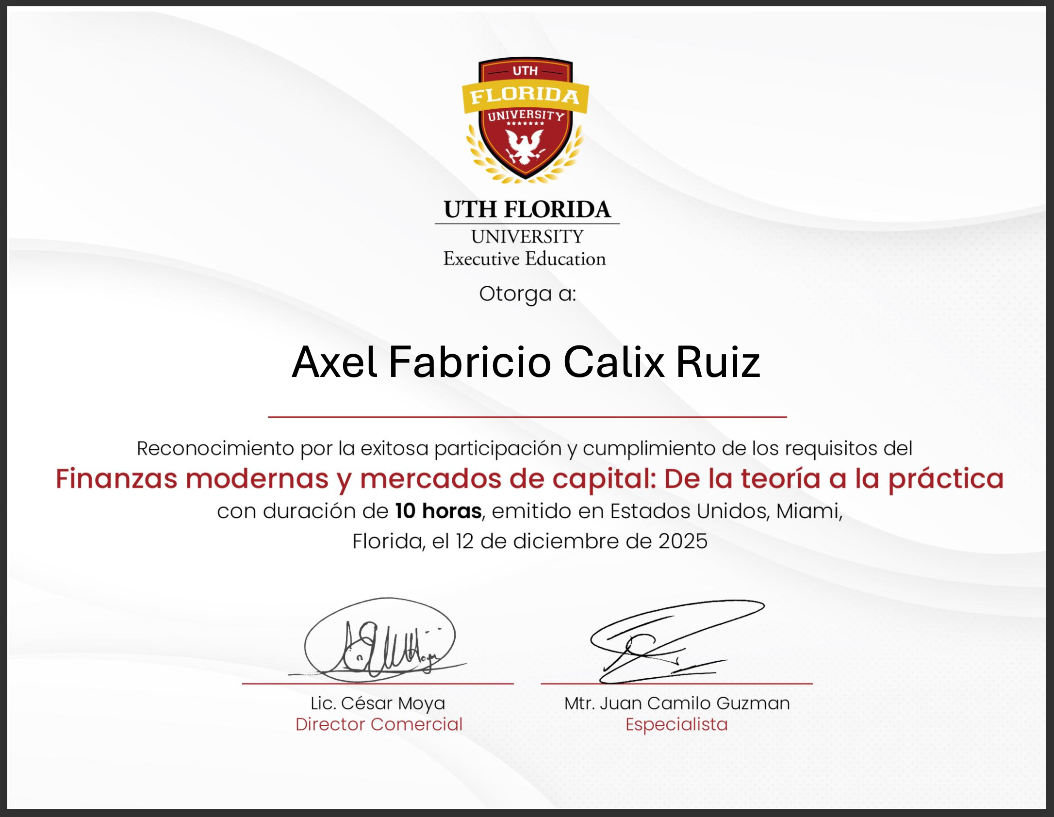 Certificado Finanzas Modernas